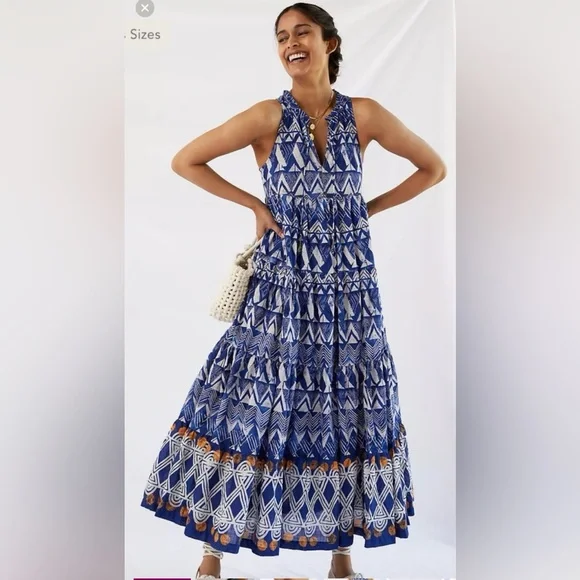 Anthropologie Tiered Abstract Maxi Dress - Picture 2 of 3